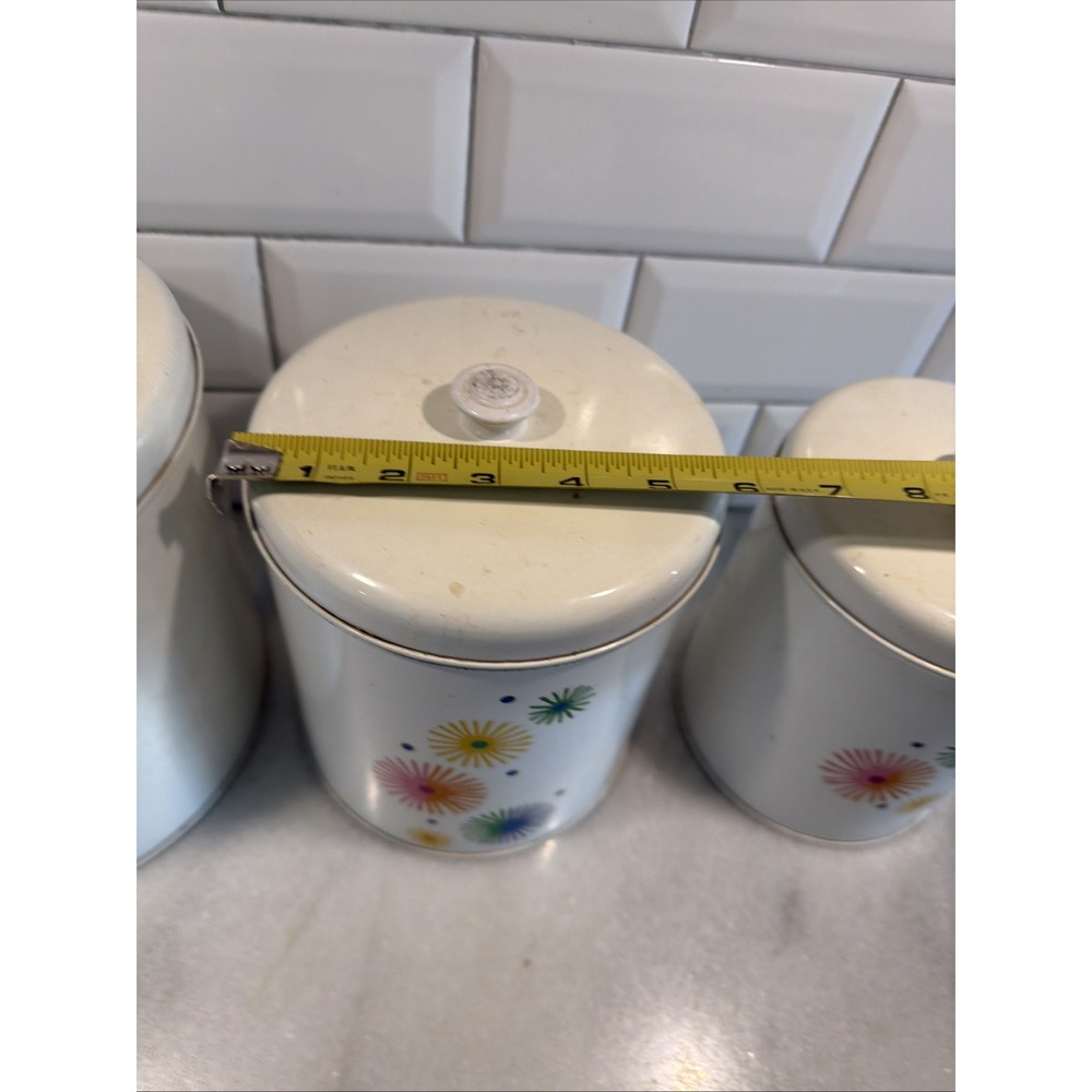 Vintage MCM Atomic Pattern Colorful Metal Canisters GW992 - Picture 12 of 14